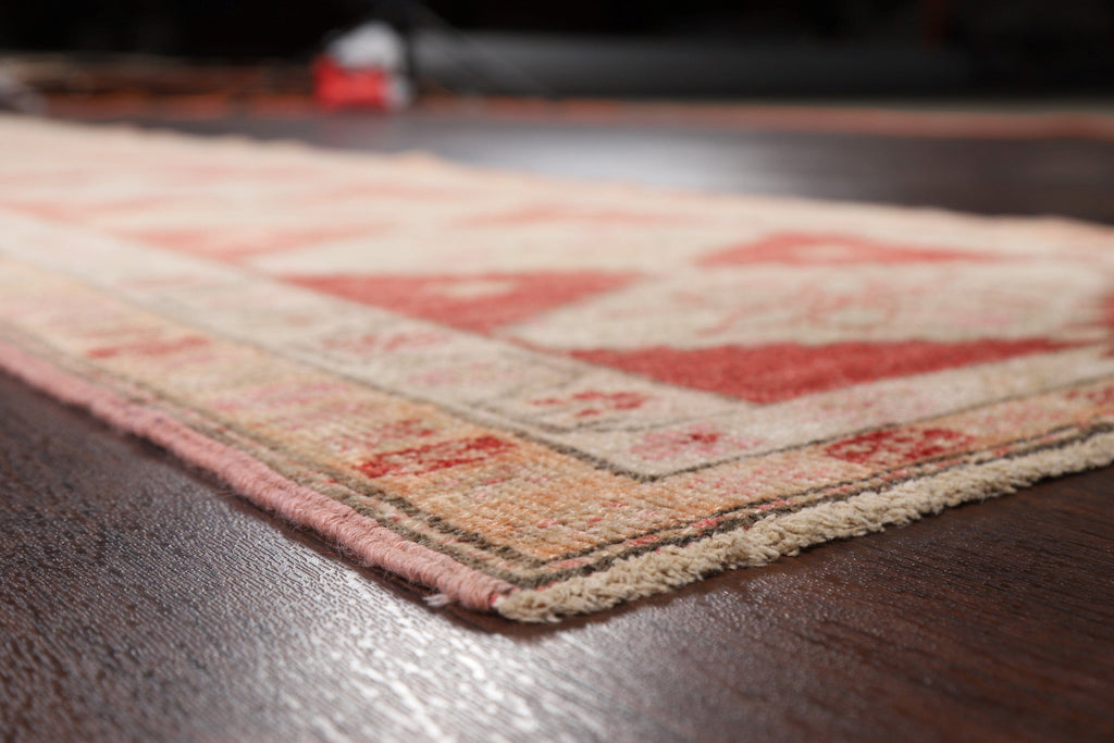 Geometric Red Anatolian Oriental Runner Rug 3x13