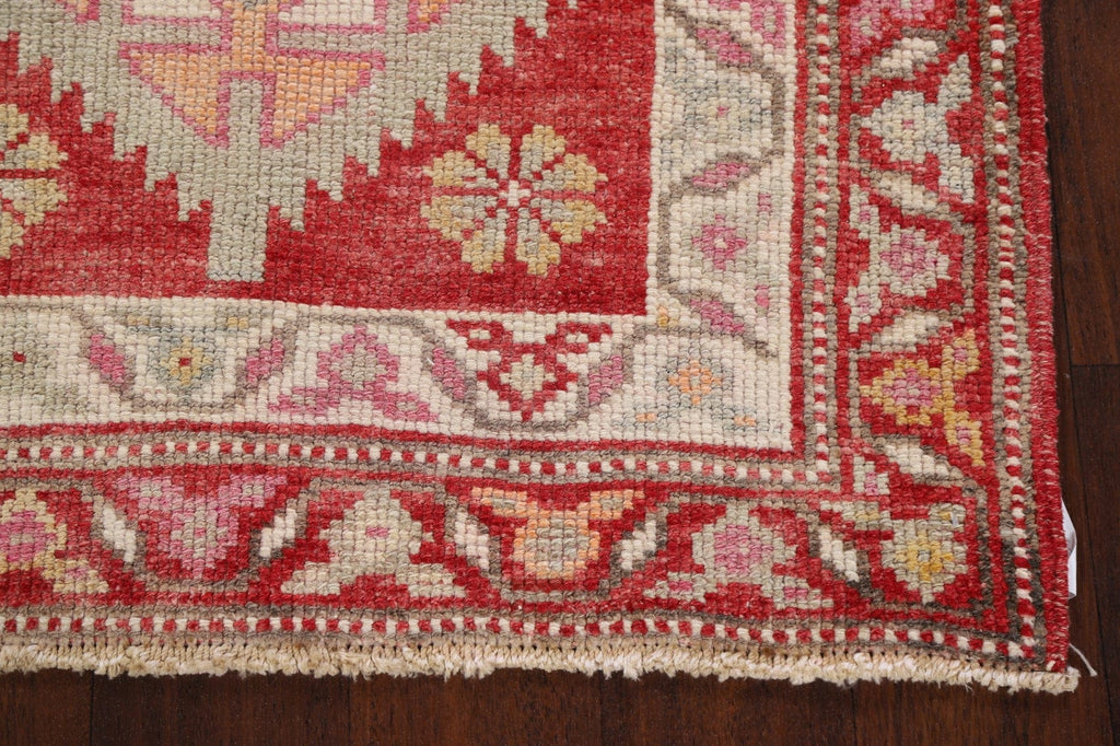 Geometric Red Anatolian Oriental Runner Rug 3x13