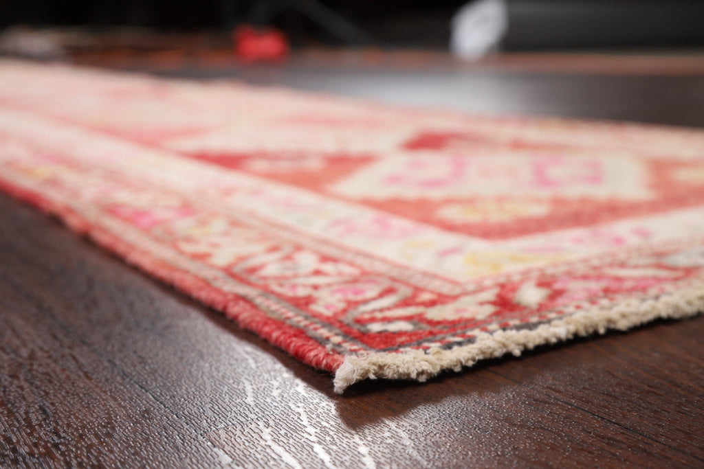 Geometric Red Anatolian Oriental Runner Rug 3x13