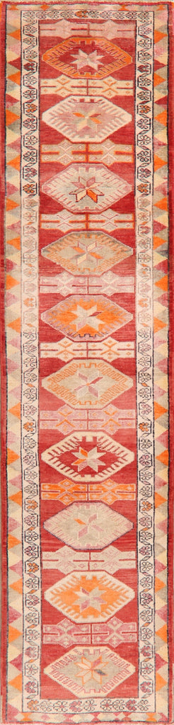 Geometric Anatolian Oriental Runner Rug 3x12