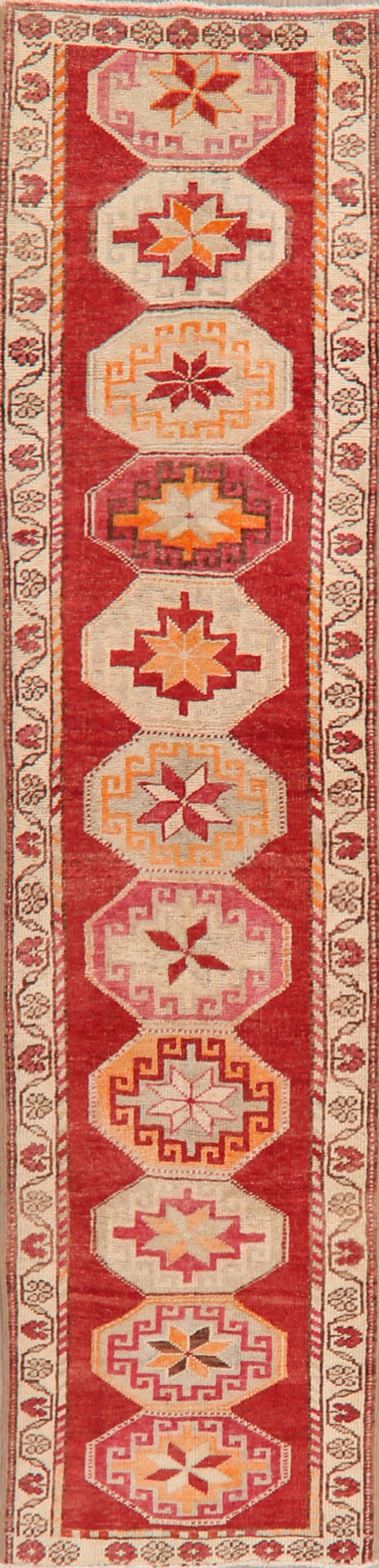 Geometric Anatolian Oriental Runner Rug 3x11