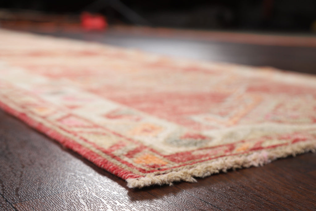 Distressed Geometric Anatolian Oriental Runner Rug 3x12