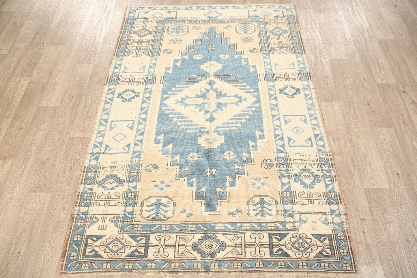 Distressed Geometric Anatolian Turkish Area Rug 5x7