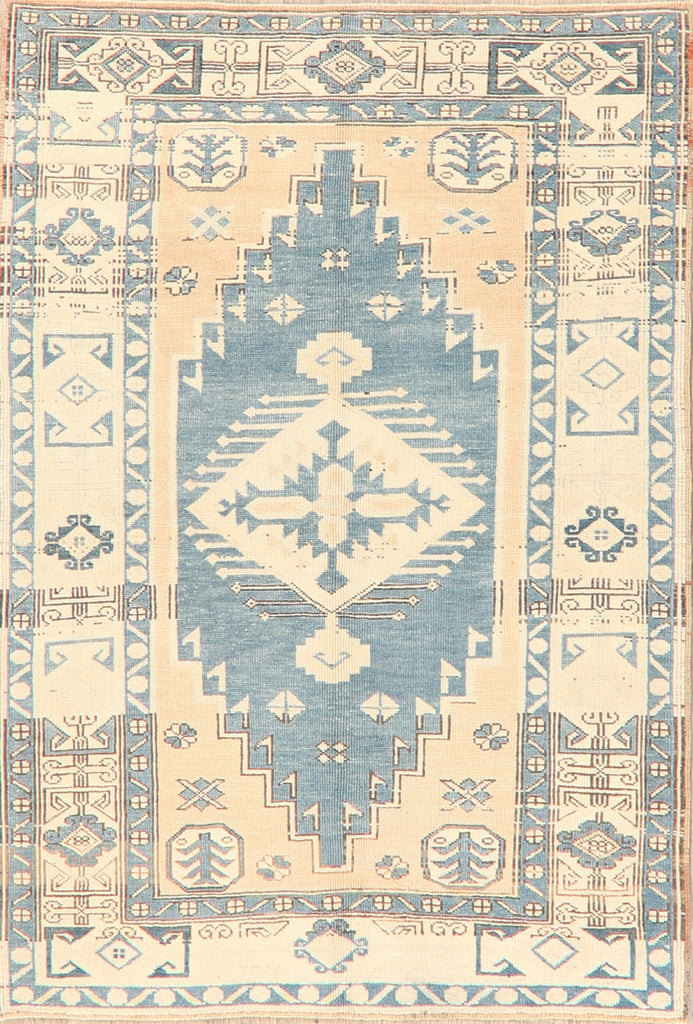 Distressed Geometric Anatolian Turkish Area Rug 5x7