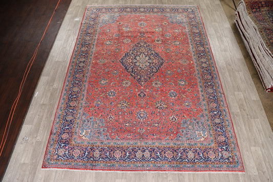 Coral Red Floral Sarouk Persian Area Rug 10x13