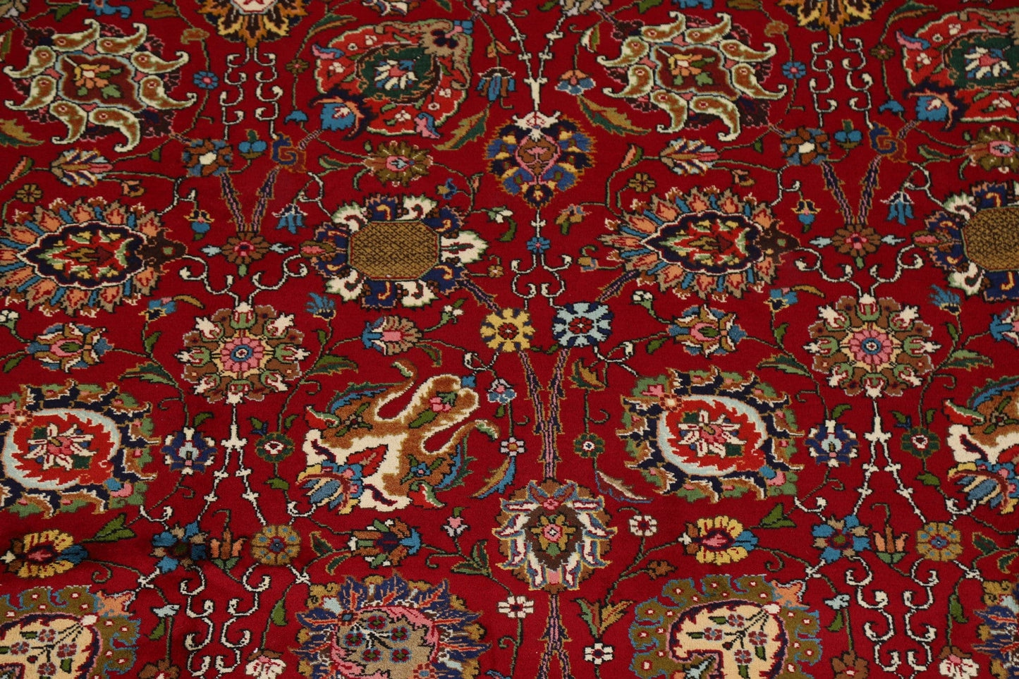 All-Over Floral Red Tabriz Persian Area Rug 8x11