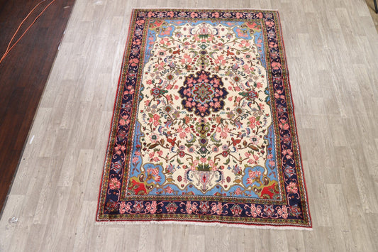 Floral Ivory Bidjar Persian Area Rug 7x9