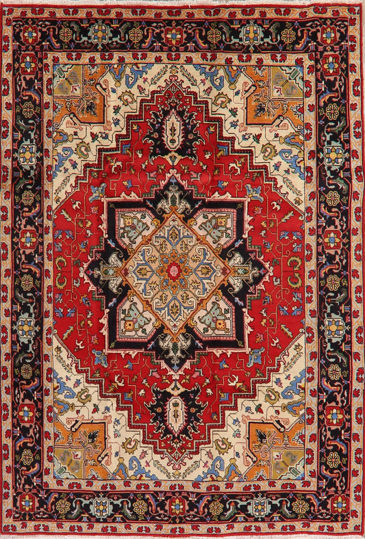 Pair of 2 Geometric Heriz Serapi Persian Area Rug 7x10