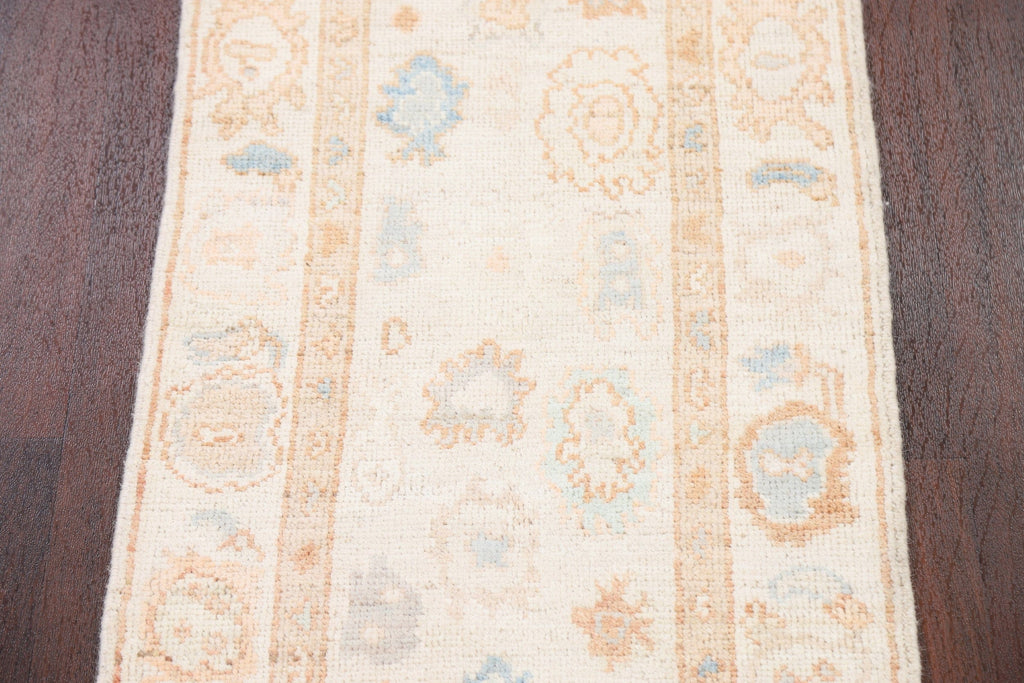 Vegetable Dye Muted Oushak Turkish Runner Rug 2x10