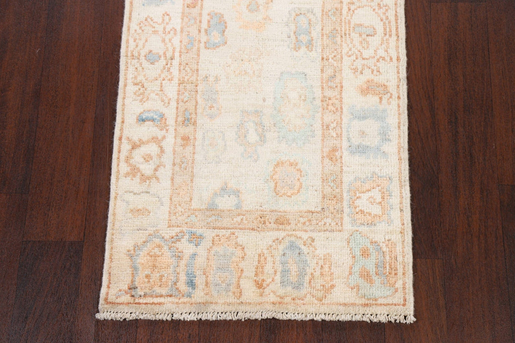 Vegetable Dye Muted Oushak Turkish Runner Rug 2x10