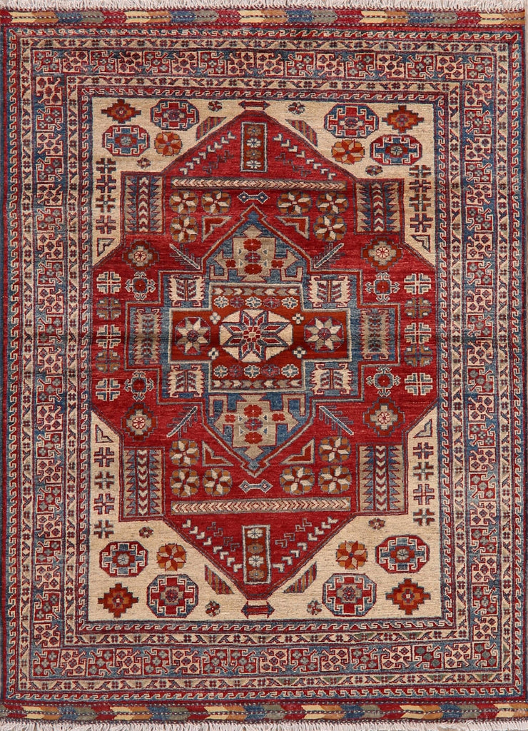 Vegetable Dye Super Kazak Oriental Area Rug 5x7