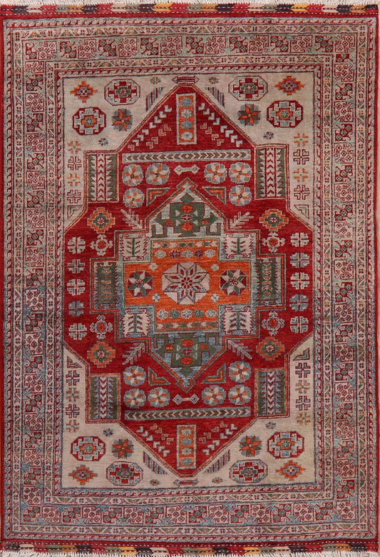 Vegetable Dye Super Kazak Oriental Area Rug 5x7