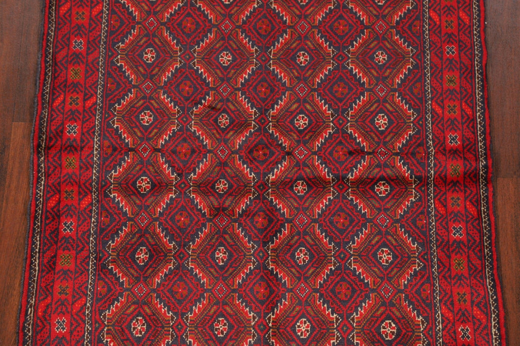 Geometric Red Balouch Oriental Area Rug 4x7