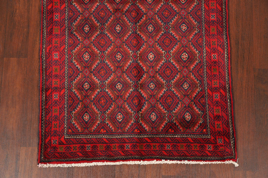 Geometric Red Balouch Oriental Area Rug 4x7