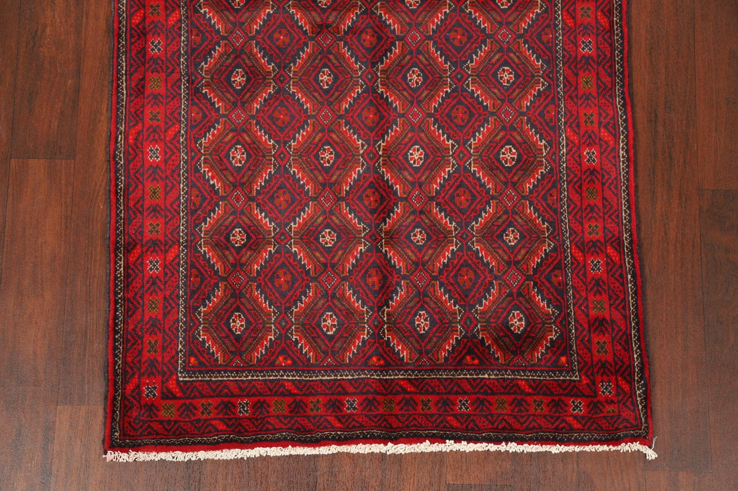 Geometric Red Balouch Oriental Area Rug 4x7