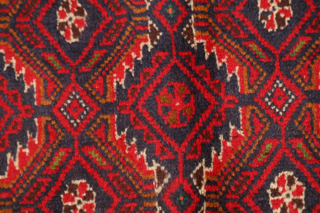 Geometric Red Balouch Oriental Area Rug 4x7