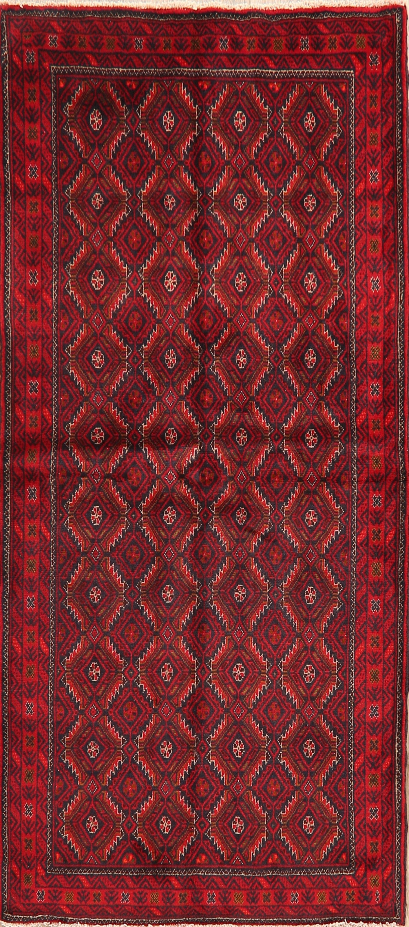 Geometric Red Balouch Oriental Area Rug 4x7