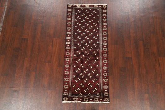 Geometric Red Balouch Persian Runner Rug 3x7