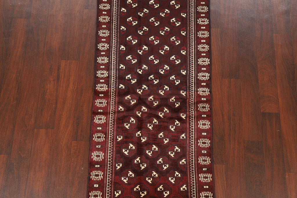 Geometric Red Balouch Persian Runner Rug 3x7