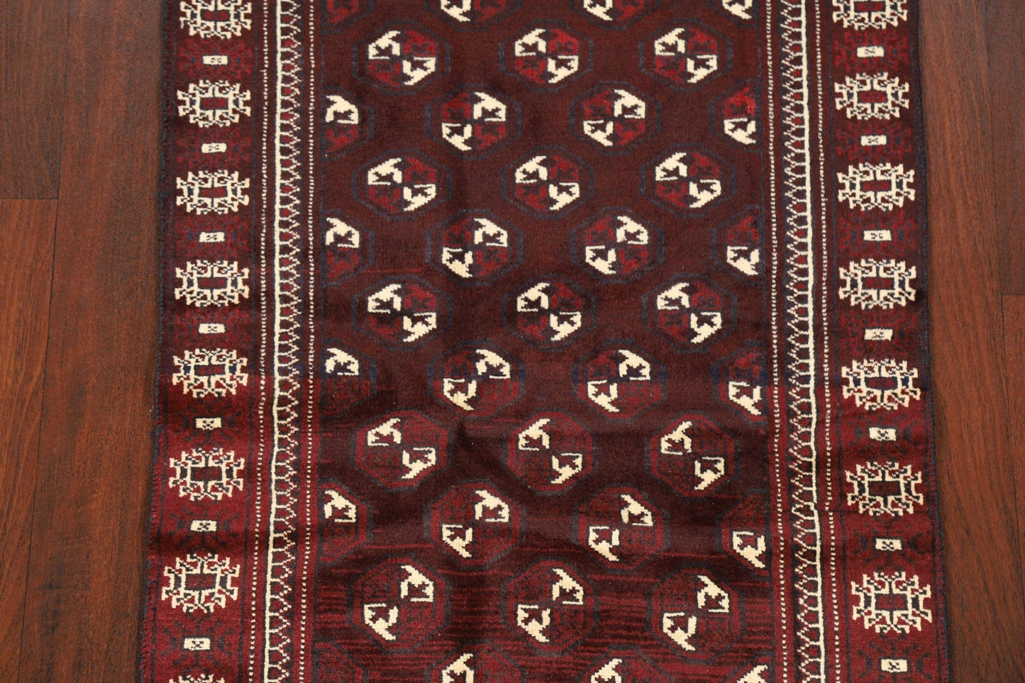 Geometric Red Balouch Persian Runner Rug 3x7