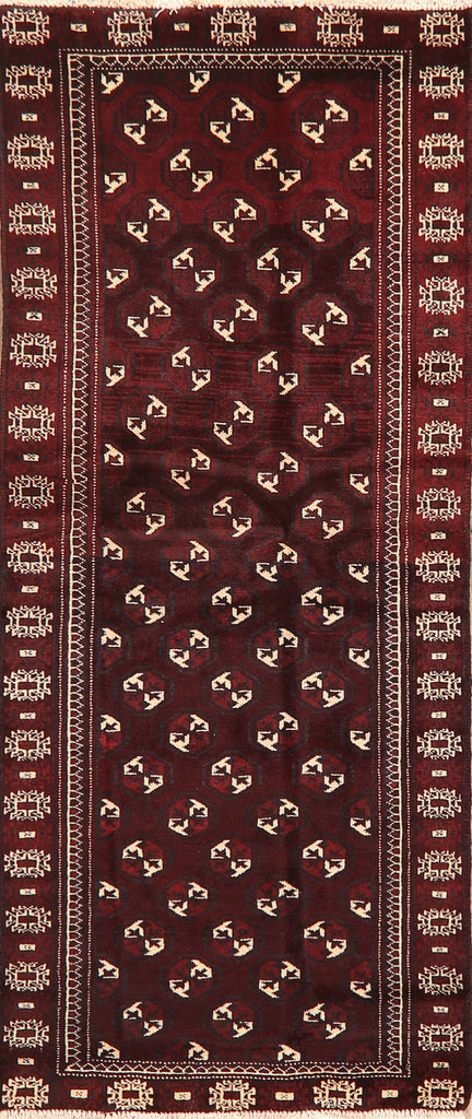 Geometric Red Balouch Persian Runner Rug 3x7