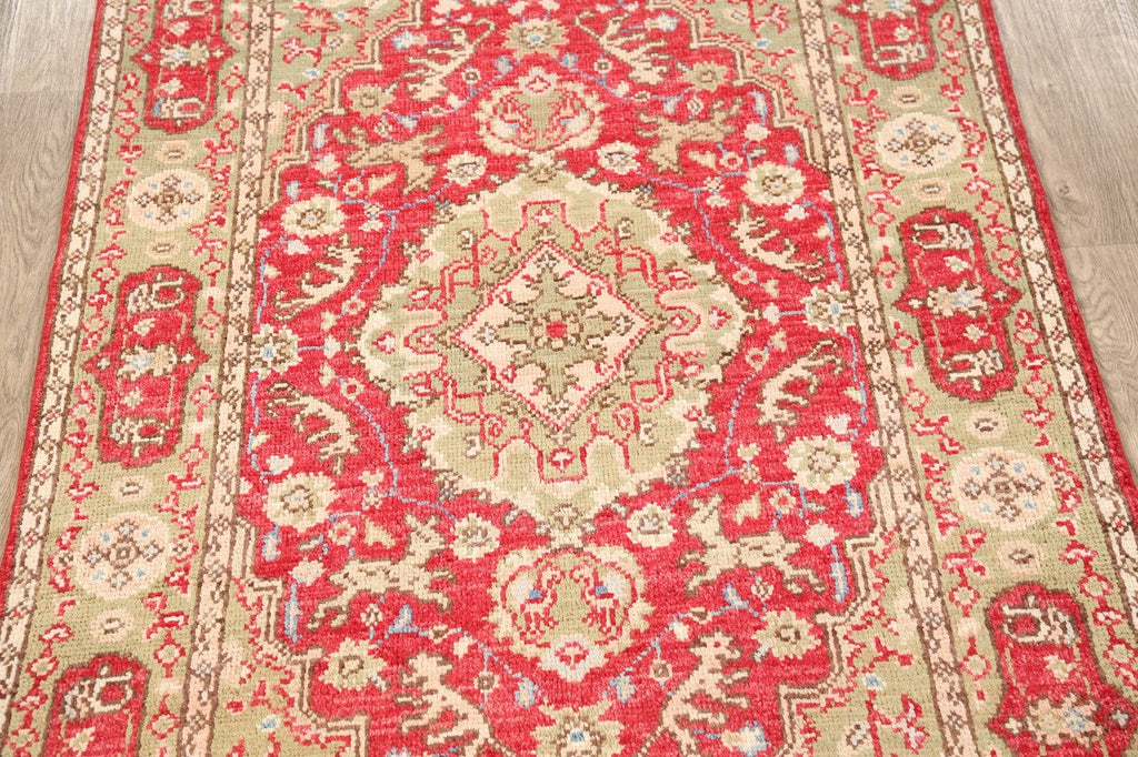 Vegetable Dye Geometric Oushak Turkish Area Rug 4x6