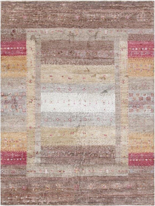 Gabbeh Collection Hand-Knotted Silk Area Rug- 5' 9" X 7' 8"
