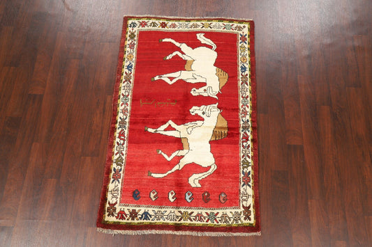 Animal Pictorial Red Shiraz Persian Area Rug 4x6