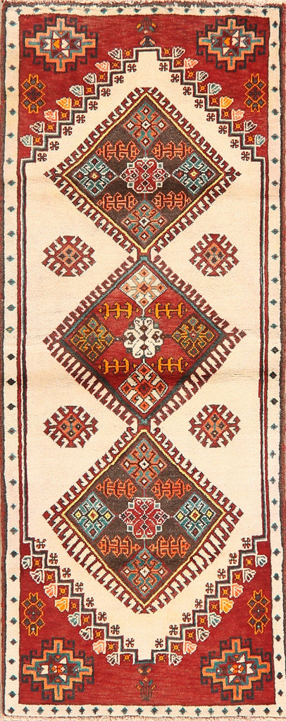 Geometric Ivory Shiraz Persian Area Rug 3x6