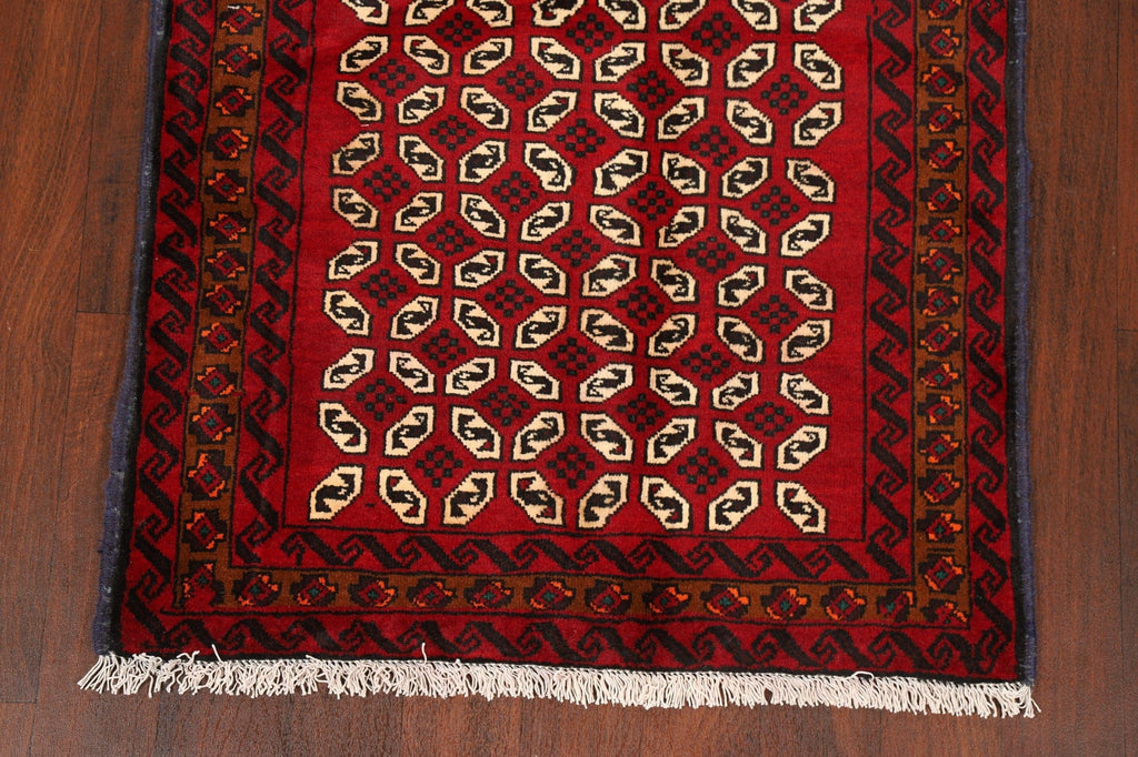 Geometric Red Balouch Oriental Area Rug 3x6