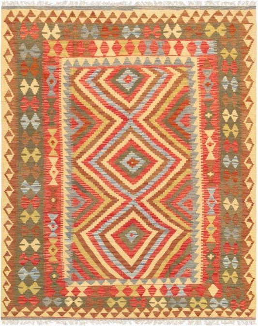 Vintage Kilim Collection Multi Wool Area Rug- 5' 1" X 6' 5"