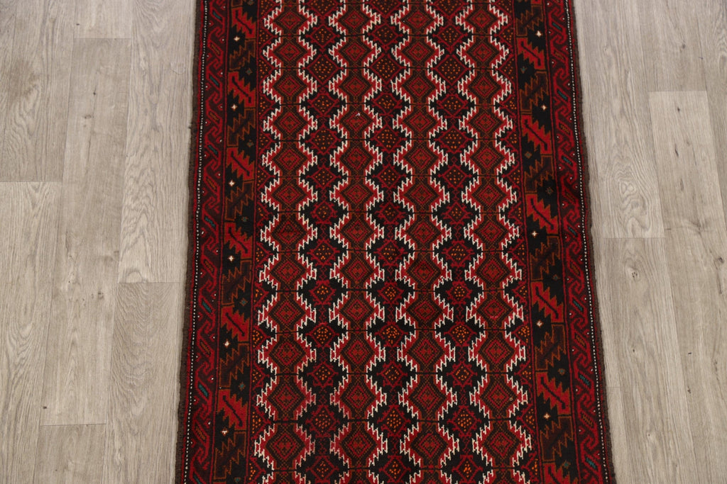 Geometric Red Balouch Oriental Area Rug 3x6