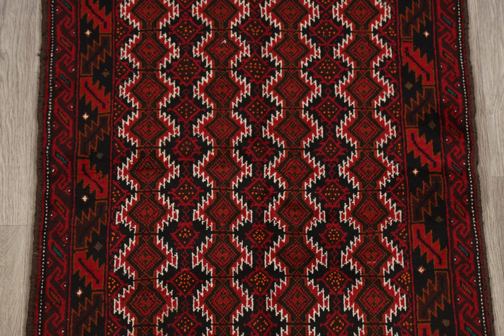 Geometric Red Balouch Oriental Area Rug 3x6