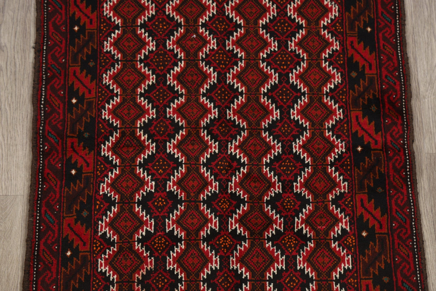 Geometric Red Balouch Oriental Area Rug 3x6