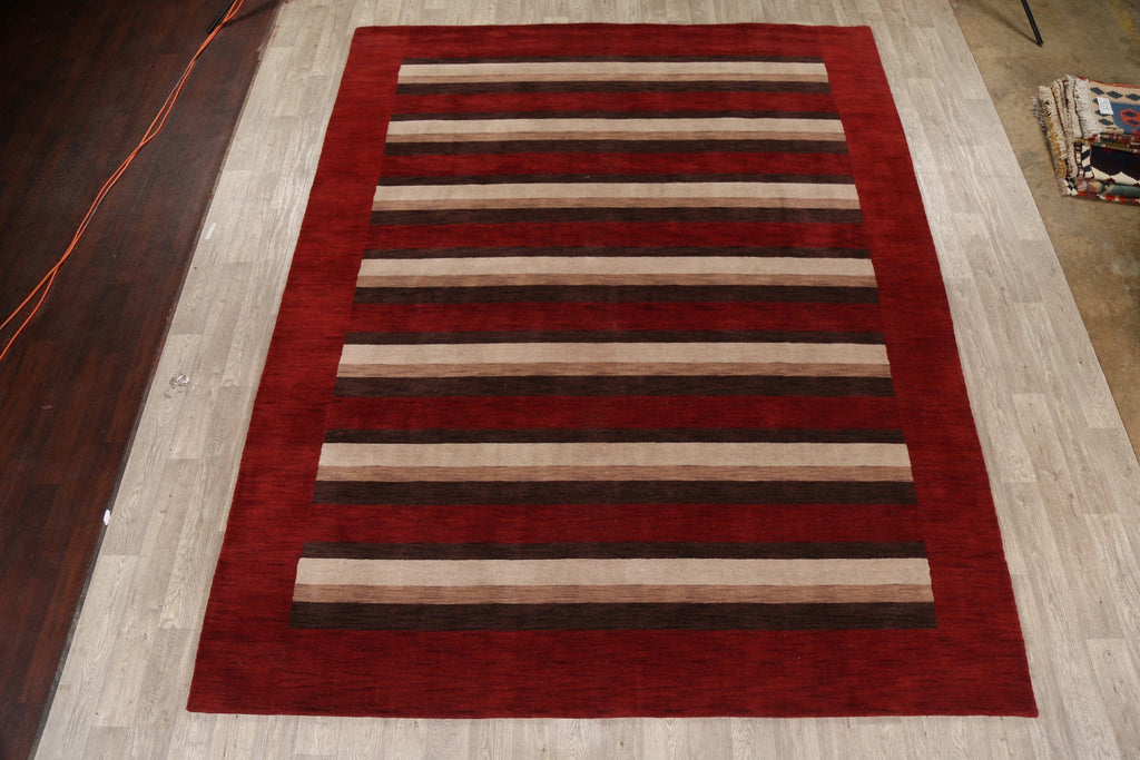 Red Striped Gabbeh Oriental Area Rug 9x12