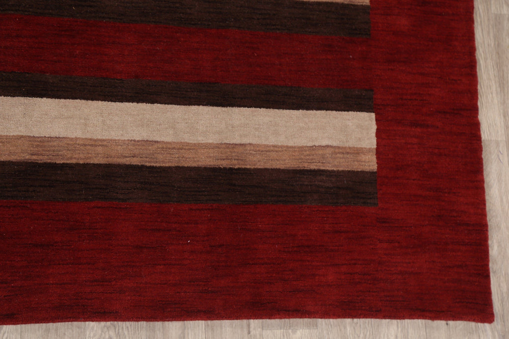 Red Striped Gabbeh Oriental Area Rug 9x12