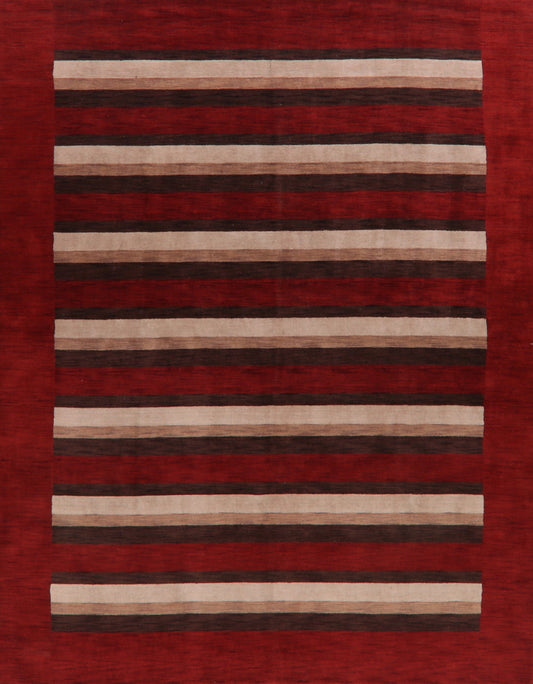 Red Striped Gabbeh Oriental Area Rug 9x12