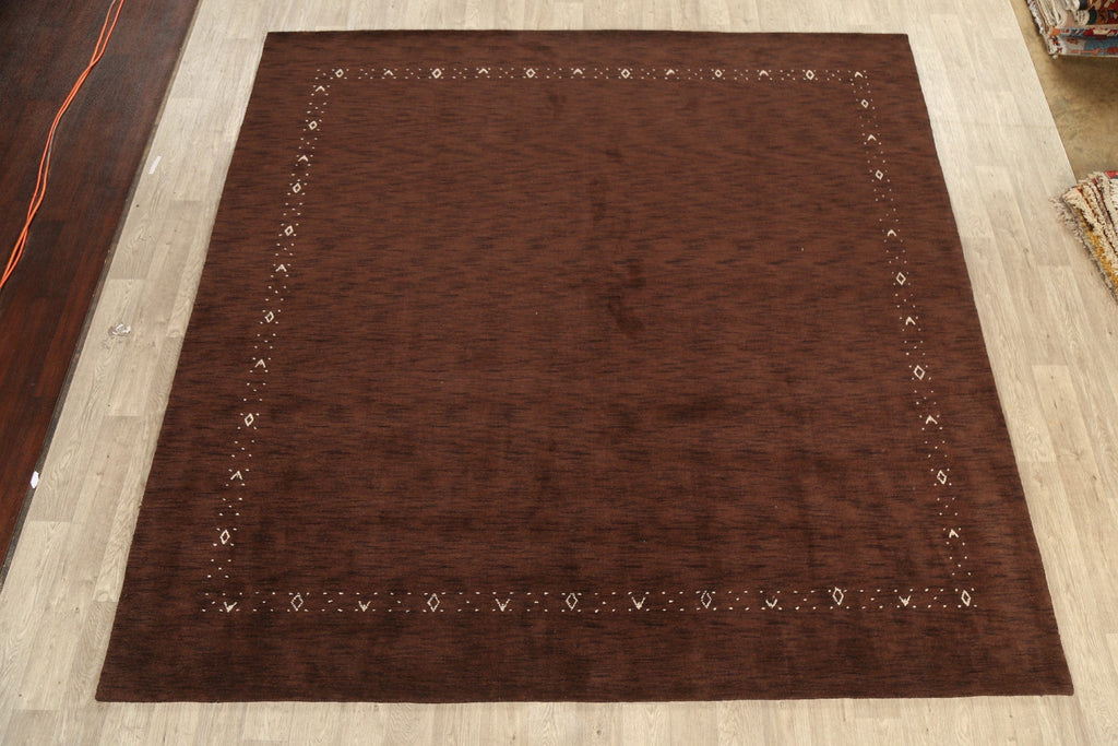 Tribal Gabbeh Oriental Brown Area Rug 10x10 Square