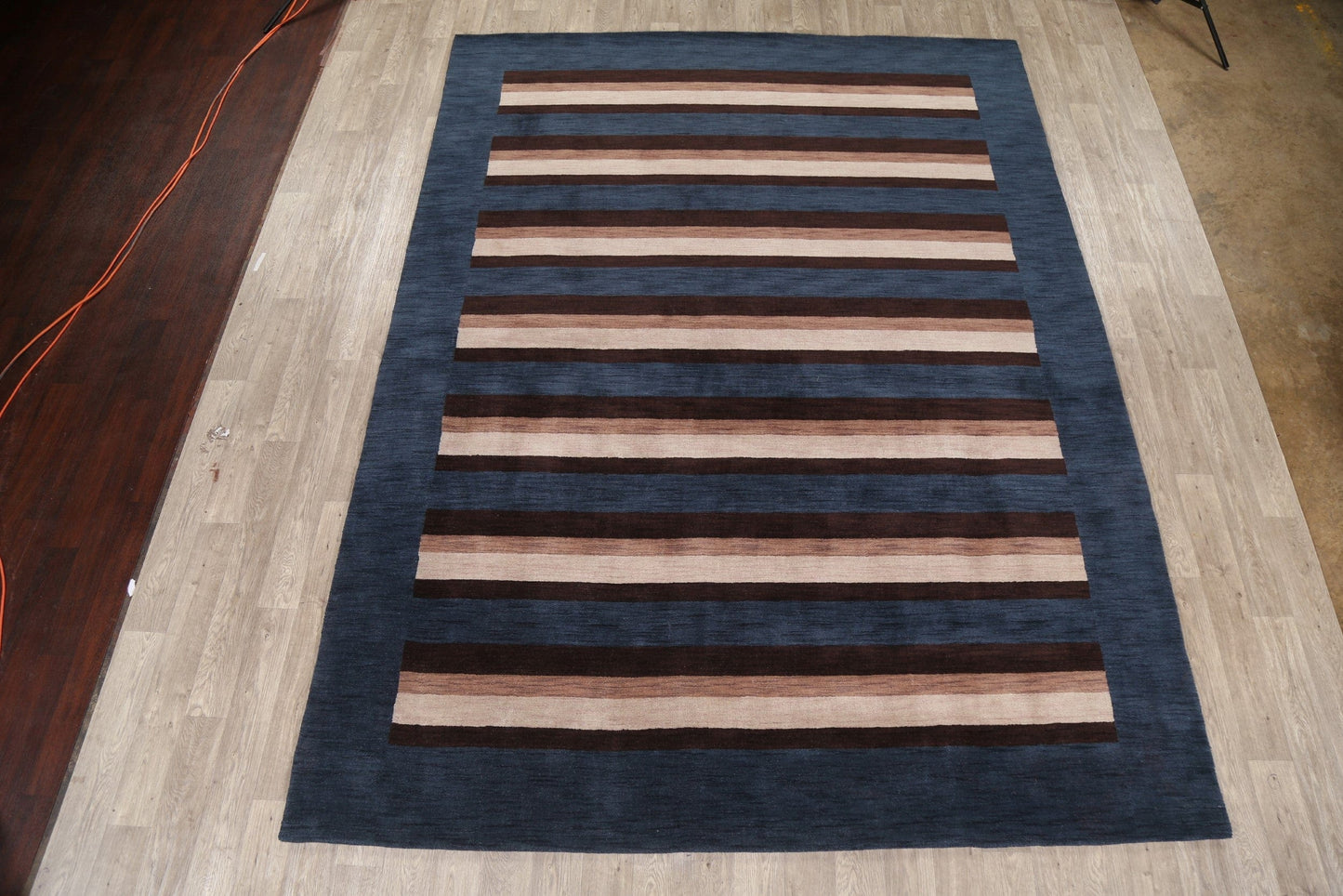 Navy Blue Striped Gabbeh Oriental Area Rug 9x12