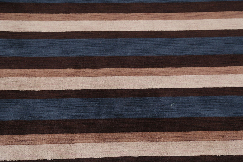 Navy Blue Striped Gabbeh Oriental Area Rug 9x12