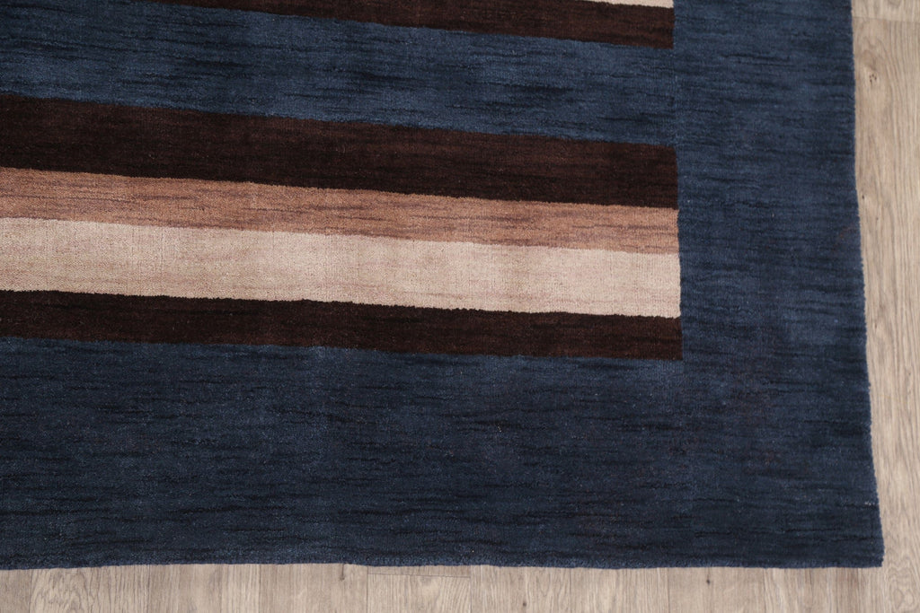 Navy Blue Striped Gabbeh Oriental Area Rug 9x12