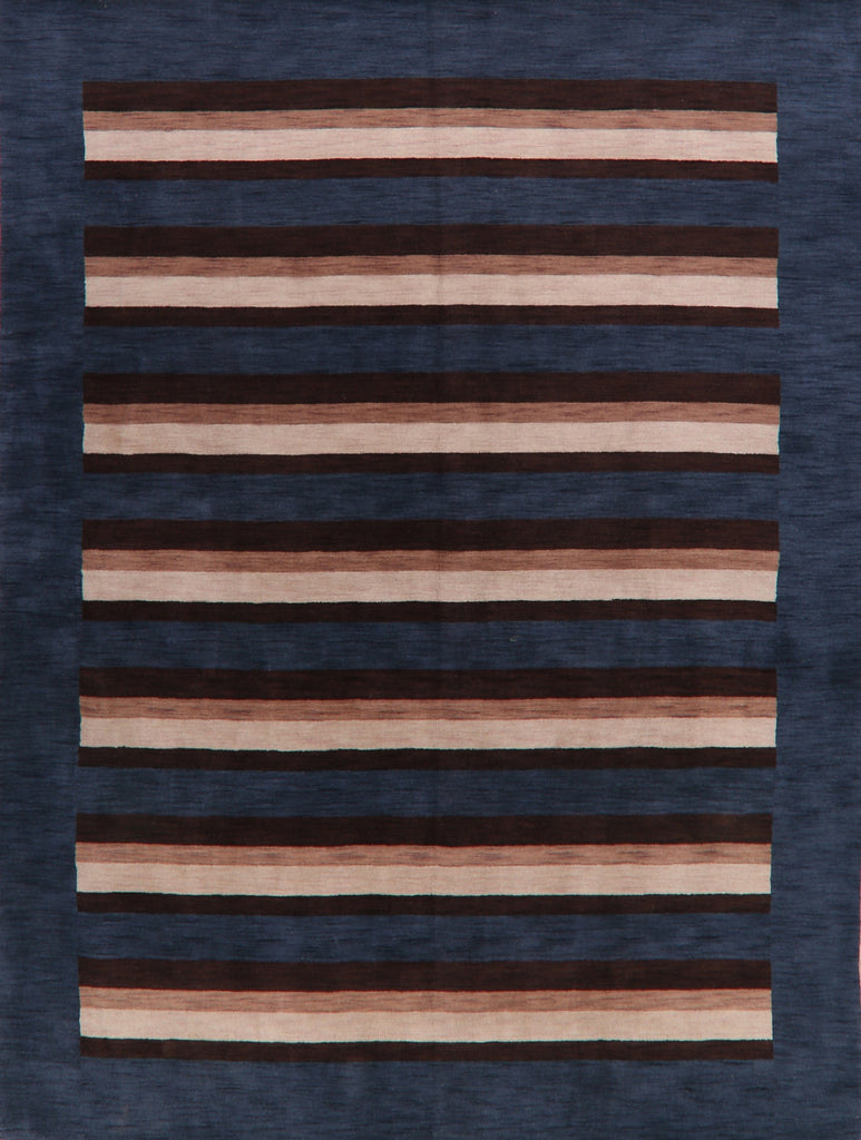 Navy Blue Striped Gabbeh Oriental Area Rug 9x12