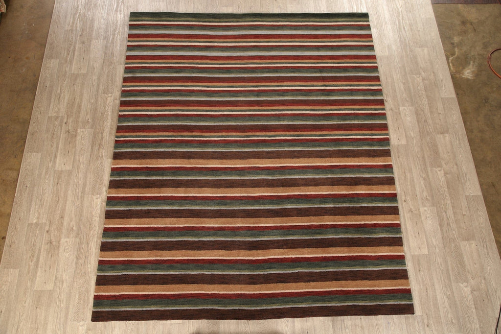 All-Over Striped Gabbeh Oriental Area Rug 8x10