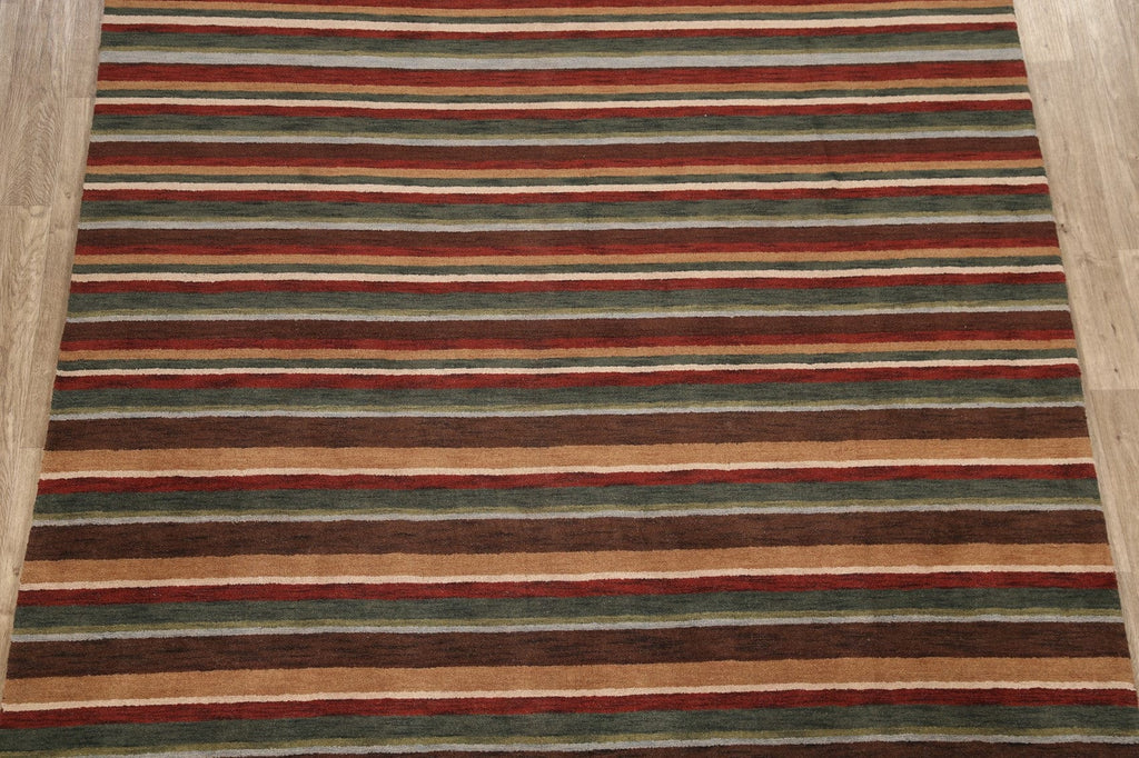 All-Over Striped Gabbeh Oriental Area Rug 8x10