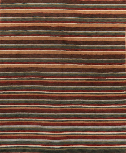 All-Over Striped Gabbeh Oriental Area Rug 8x10