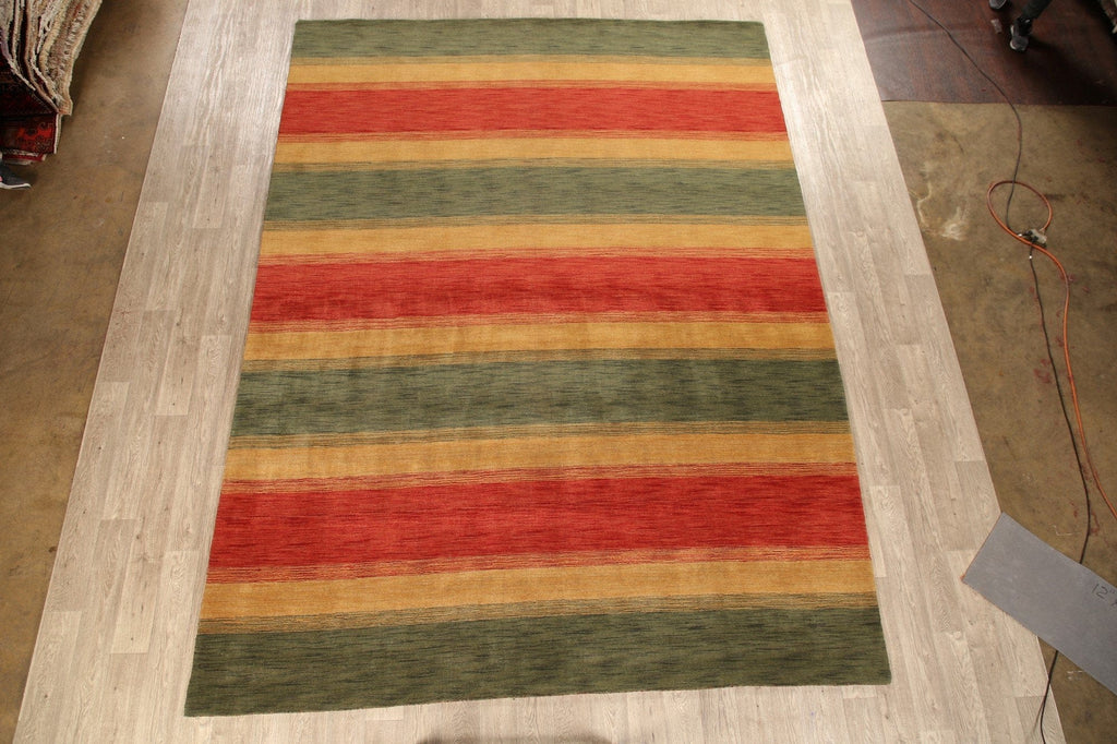 All-Over Striped Gabbeh Oriental Area Rug 9x12