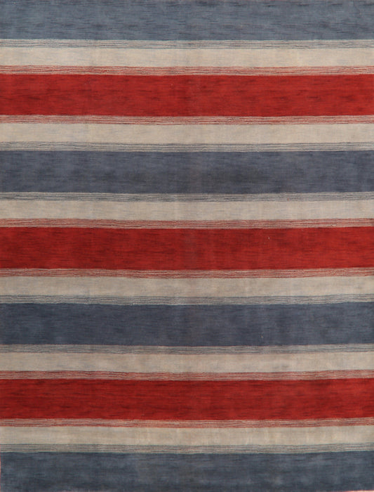 All-Over Striped Gabbeh Oriental Area Rug 9x12