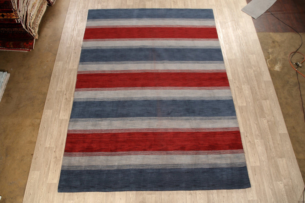 All-Over Striped Gabbeh Oriental Area Rug 9x12