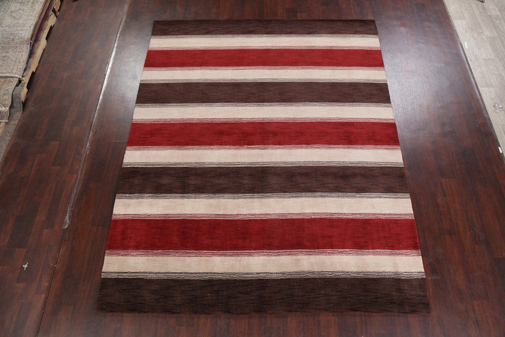 Contemporary Stripe Gabbeh Oriental Area Rug 9x10