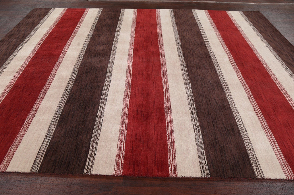 Contemporary Stripe Gabbeh Oriental Area Rug 9x10